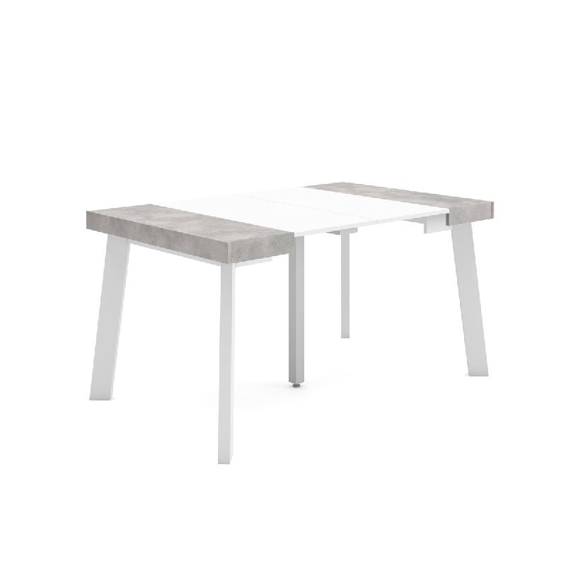 SKRAUT HOME Table console extensible, 140, Pour 6 personnes, Pieds en bois, Blanc et ciment - blanc Bois manufacturé 243_7_0