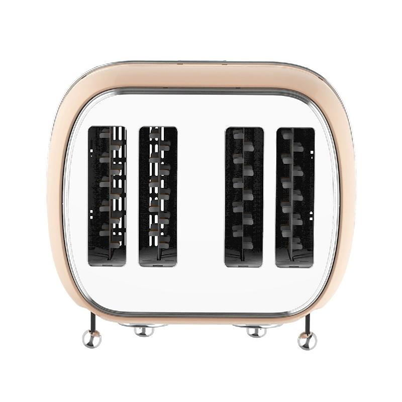 Sogo Grille‑Pain Rétro Beige 1500W, 4 Tranches, Fonctions Réchauffer/Décongeler, Design Vintage, Contrôle de Brunissage Ajustable - beige multi-_0