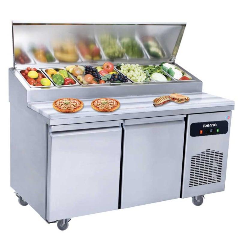 Table à pizza - Salad'bar réfrigérée 40 x 60 - dessus vitré - plan inox - IBERNA_0