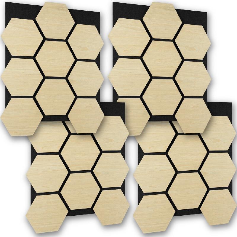 TecTake GmbH tectake panneaux acoustiques Sonic Shield MDF plaquage bois, chêne clair, 76x62x1,8 cm, isolation phonique - marron Bois manufacturé 40_0