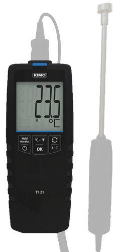 Thermomètre pour sonde thermocouple K et T - 1 voie (-200 à +1300°C) - écran LCD 1 ligne - KIMO KIMTT21_0