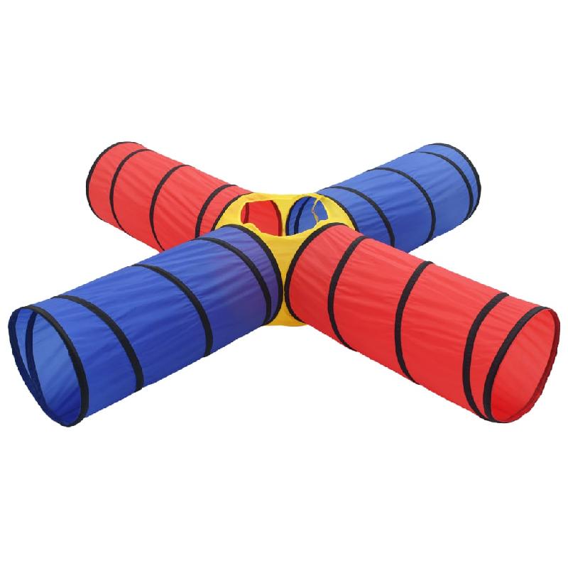 Tunnel de jeu 250 x 250 x 48 cm - Bleu et rouge - 4 tunnels en polyester robuste_0