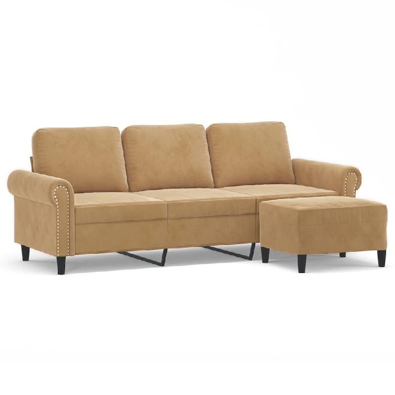 VidaXL Canapé à 3 places avec repose-pieds Marron 180 cm Velours Modèle Orion Master Vintage - 3201222_0