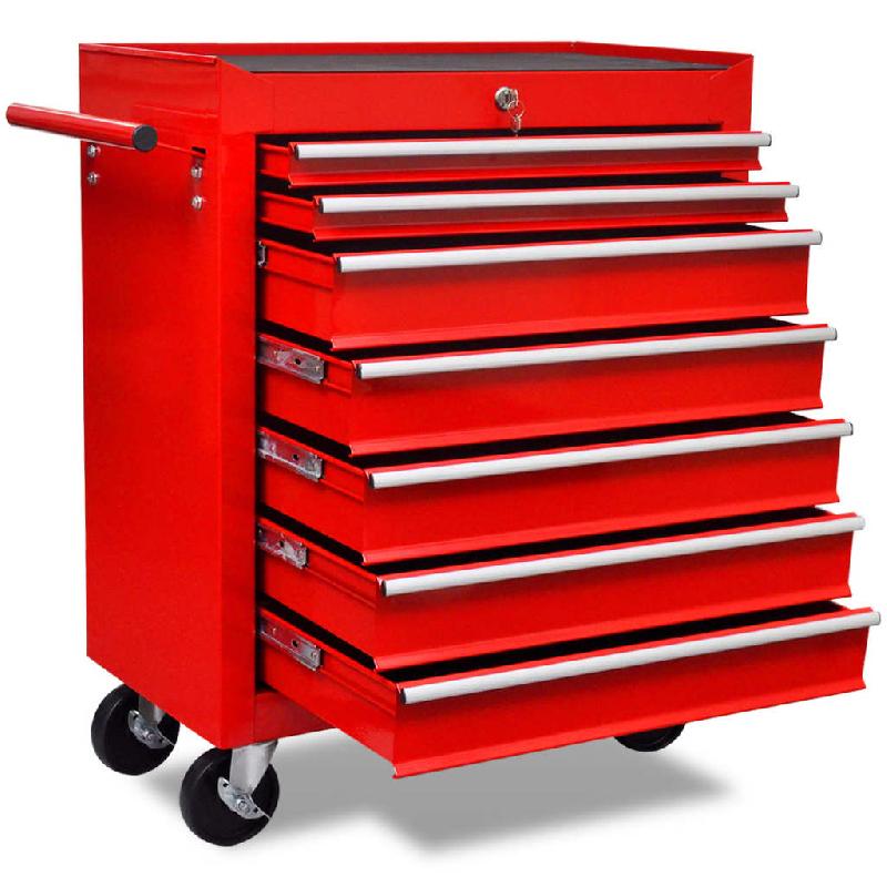 Vidaxl chariot à outils d'atelier avec 7 tiroirs rouge 141955_0
