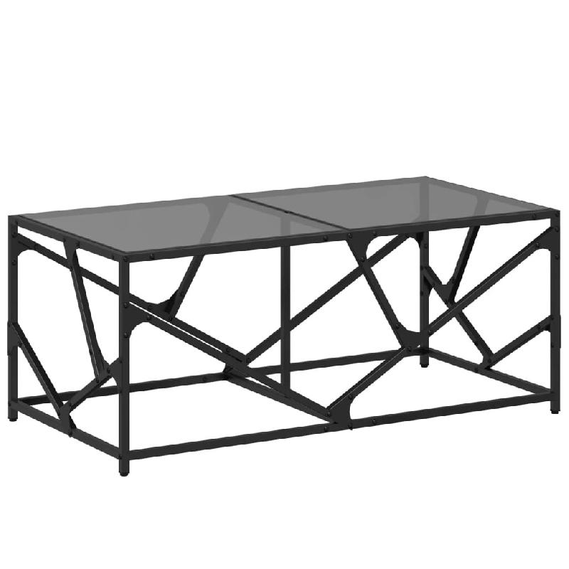 VidaXL Table basse avec dessus en verre noir 98,5x50x41 cm acier Modèle Signature Plus - 845997_0