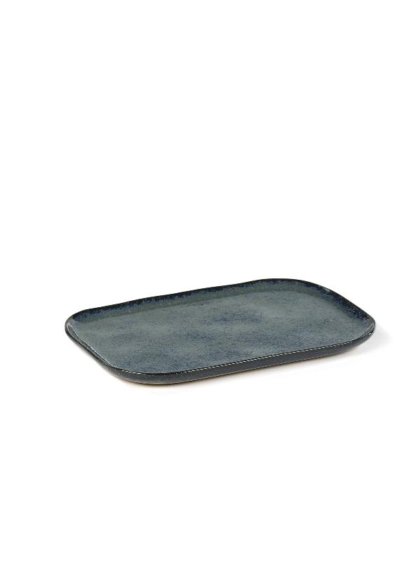 ASSIETTE PLATE RECTANGULAIRE BLEU GRÈS 32X23 CM MERCI SERAX