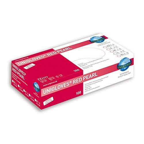 UNIGLOVES - Gants en nitrile sans poudre rouge perle - Lot de 100_0