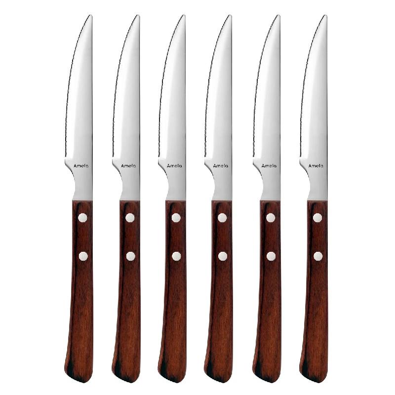 Amefa Coffret 6 couteaux steak Brasero - Esprit barbecue acier coutellerie - argenté inox 3546699781488_0