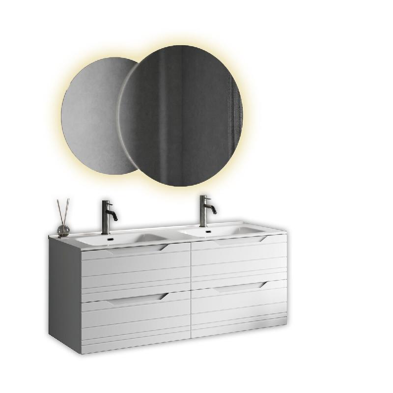 AQA Design Composition de meubles de salle de bain SOLMIRA à double vasque en MDF blanc mat L.120 P.46,5 H.190 MPSO61-O1 - blanc Bois manufacturé MP_0