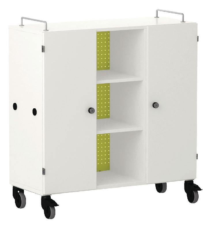 ARMOIRE BASSE SHIFT+ LANDSCAPE MÉLA. 9 CASES - 2 PORTES - BLANC - VERT CLAIR - MANUTAN COLLECTIVITÉS
