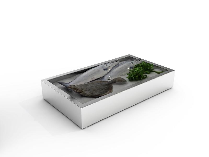 Bac à glace pilée inox pour poissonnerie - Format GN 3/1 - 960x508x120 mm - Réf. 7013.2710_0
