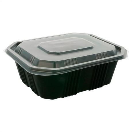 BARQUETTE + COUVERCLE 1 L MICRO-ONDABLE 19.4X16.4X6 CM PP NOIR (VENDU PAR 300)