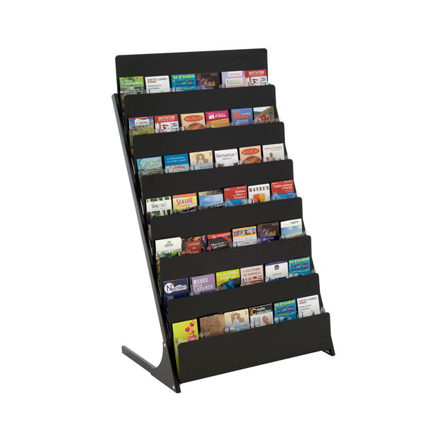 Porte-brochure Black-Line multi-cases - 42 cases 1/3 A4 - Réf : 341701 - Présentoir métallique robuste, finition noire_0