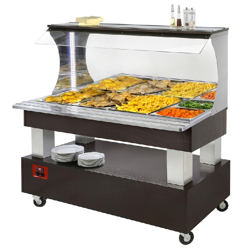 Buffet chauffant mural bain-marie 4 x1/1 hauteur 150 bois wenge cha... - PABM/4N-B1_0