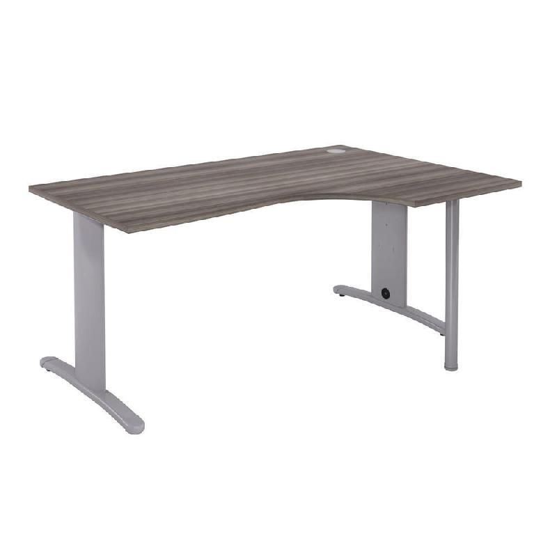 BUREAU COMPACT RETOUR À DROITE IMEDIA - L. 160 X P. 110 CM - PLATEAU CÈDRE - PIEDS ALUMINIUM