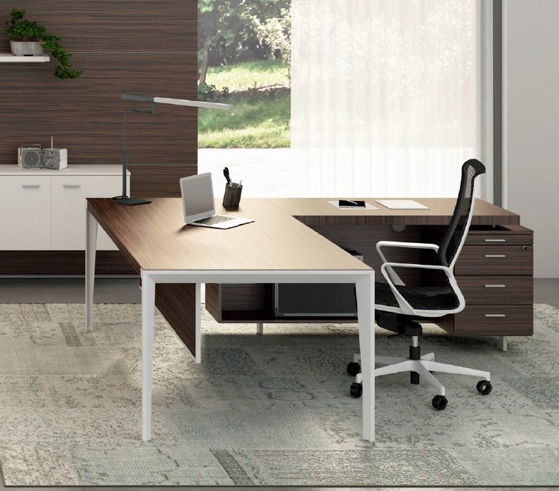 Bureau d'angle X9 finitions Ébène/blanc - Officity - 192, Gauche, Orme gris_1