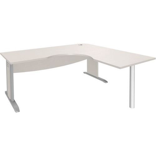 BUREAU SYMÉTRIQUE PIED L BOIS+VDF 140 BLANC/ALUMINIUM - MANUTAN EXPERT