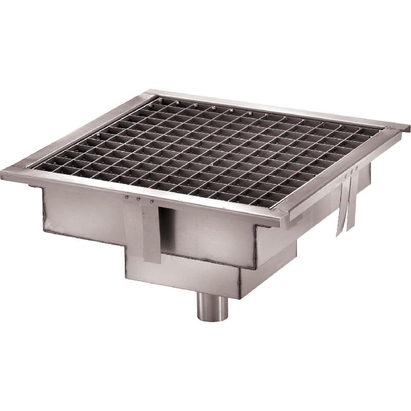 Caniveau inox 200x 200 mm sortie verticale panier a dechet amovible_0