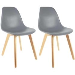 Chaise scandinave en hëtre et polypropylène (Lot de 2) Gris The Home Deco Factory - gris 3561864330766_0