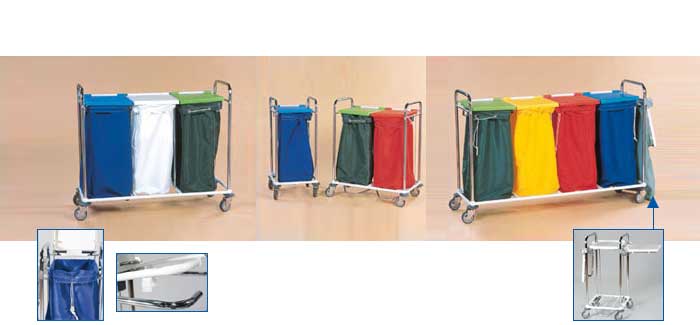 Chariot porte sacs - collecte de linge - 1 à 4 sacs - avec ou sans pédale - Galerne_0