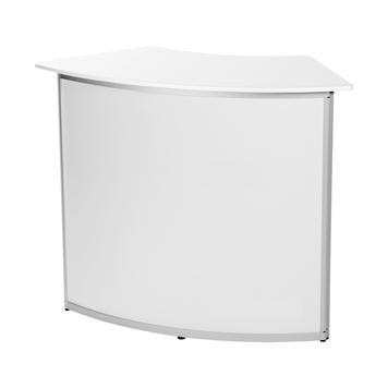 Comptoir VKF - Blanc - Sans réhausse bar - Sans impression numérique - Aluminium avec façade arrondie et plateau bois_0