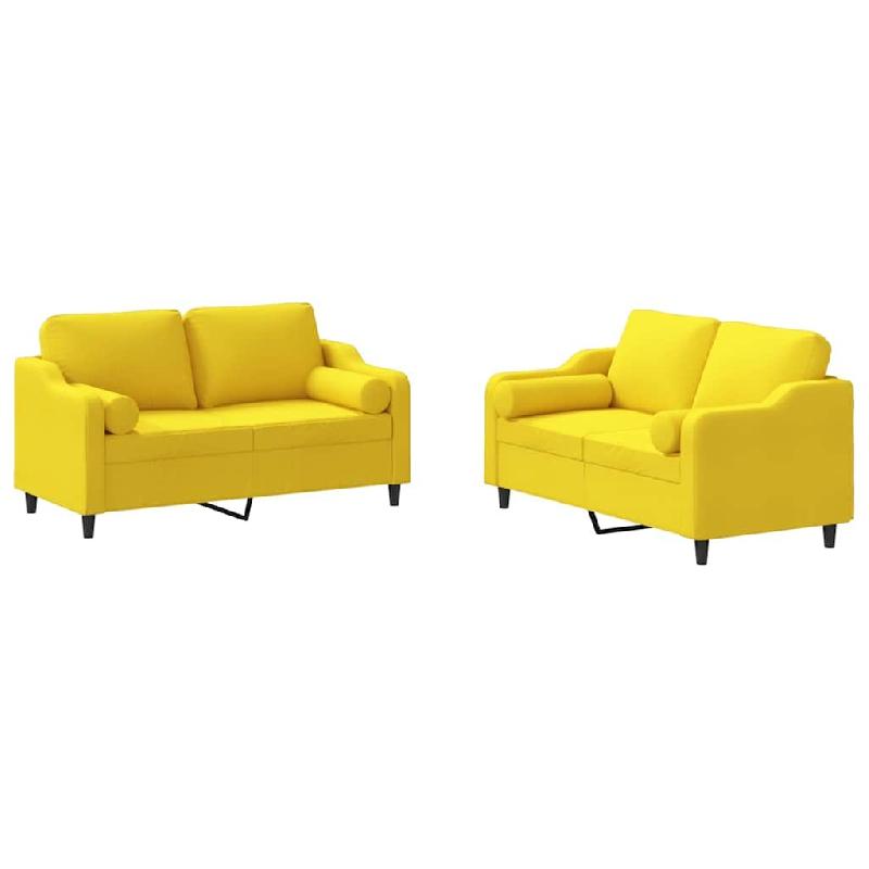 Ensemble de canapés 2 pcs avec coussins jaune clair tissu Modèle Helios Jardin - 8721012067905_0
