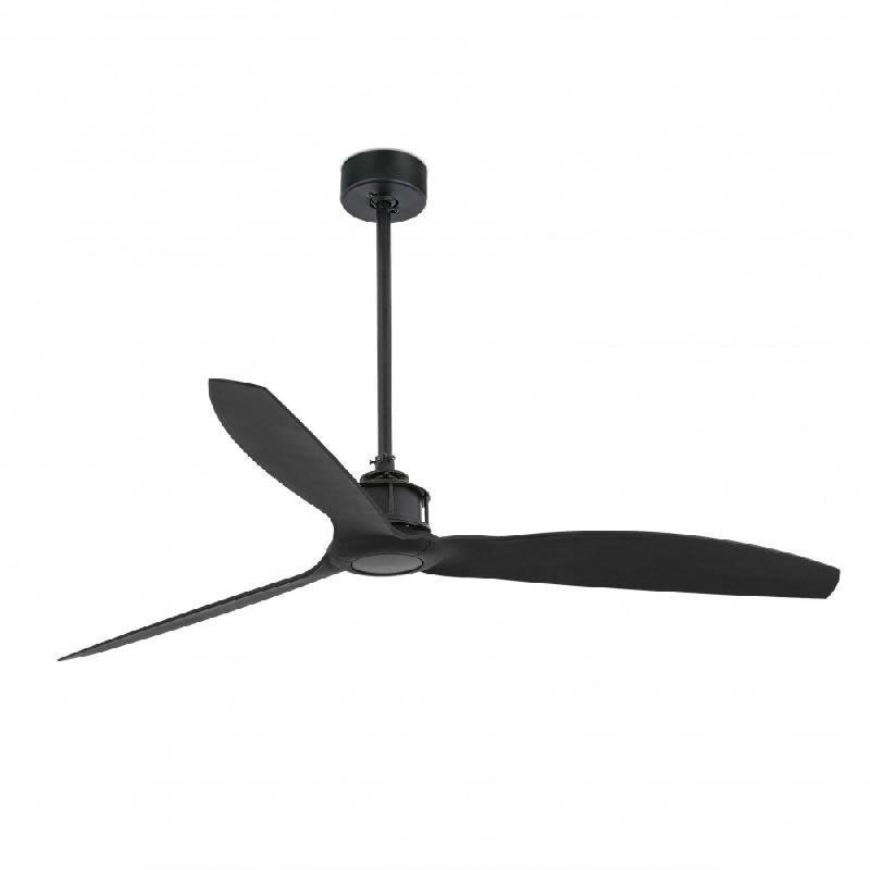 Faro barcelona Ventilateur de plafond noir mat en acier et ABS, 3 pales en polycarbonate Ø128 cm, moteur DC silencieux 6 vitesses, fonction inverse,_0
