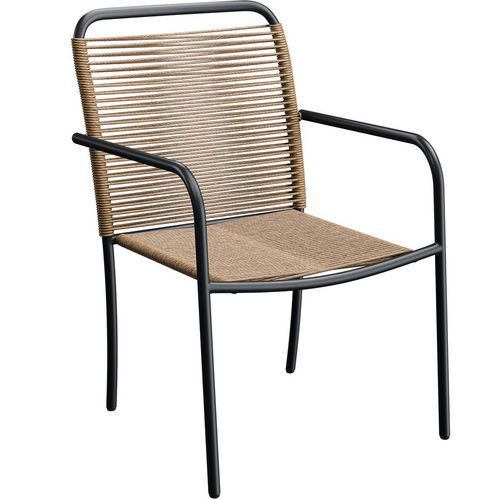 FAUTEUIL EXTÉRIEUR - ACIER - TRESSAGE P E PAILLE - SAVANA