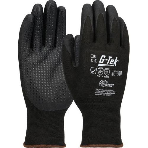 GANTS DE MANUTENTION TRICOTÉS PET AVEC PICOTS ENDUCTION MOUSSE NITRILE - 12