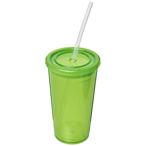 Gobelet à double paroi Stadium 350 ml - translucide isotherme avec paille en silicone - Fabriqué au Royaume-Uni_0
