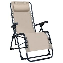 Helloshop26 - Chaise pliable de terrasse textilène crème 02_0011893 - 3000653047763_0