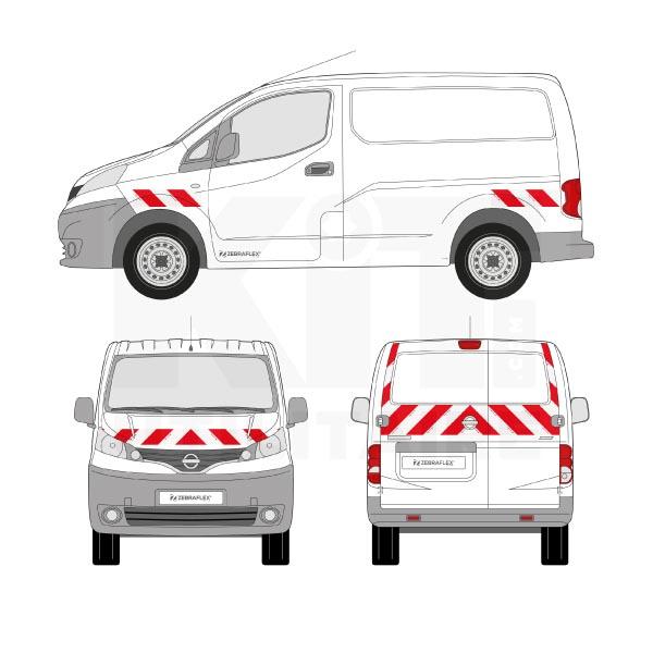 Kit de balisage prédécoupé NISSAN NV200 - Film rétroréfléchissant Microprismes - Classe B Rouge/Blanc_0