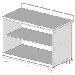 Meuble arrière neutre avec dosseret - Metrika Line NL13X - Dimensions 1300x695(670)x950/1162mm_0