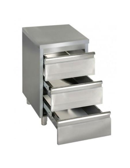 Meuble inox à tiroirs central TOURNUS EQUIPEMENT - 3 tiroirs GN1/1 - Référence : 504 643_0