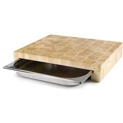 Planche à Découper en Bois - 350 x 290 mm - Tiroirs GN 2/3 - Epaisseur 70 mm - Lacor - 60592_0