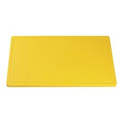 Plaque à découper en polyéthylène jaune avec gouttière ( volaille ) 50x30x2(h)cm - EMG-882652_0
