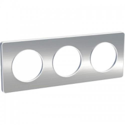 PLAQUE ALUMINIUM BROSSÉ - 3 POSTES - TOUCH - ODACE SCHNEIDER