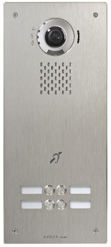 Platine IP vidéo encastrée - Accessibilité - 4 boutons PoE - Façade inox résistante au vandalisme_0