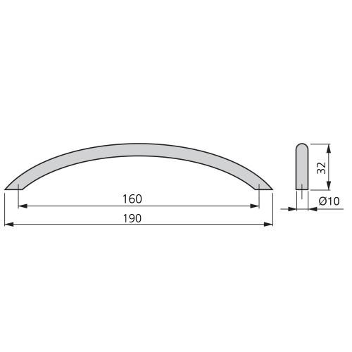 POIGNÉE DE MEUBLE PORTO - NICKEL SATINÉ - ENTRAXE 160 MM - 25 POIGNÉES EMUCA
