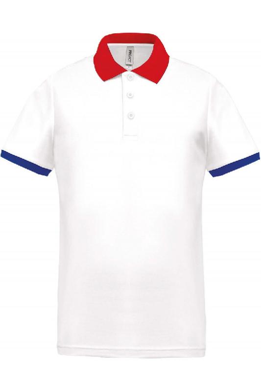 Polo piqué performance homme White / Red / Sporty Royal Blue XS 100% Polyester - XS 3663639074810_0