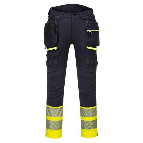 PORTWEST DX445 PANTALON POCHES FLOTTANTES DX4 HAUTE-VISIBILITÉ CLASSE 1 JAUNE/NOIR - TAILLE 38 - STANDARD