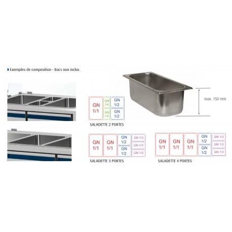 Saladette à poser - Positive +4/+10°C - 5 GN 1/1 - 630 L - 4 portes pleines - profondeur 700 mm - Dalmec SAL704C-2_0