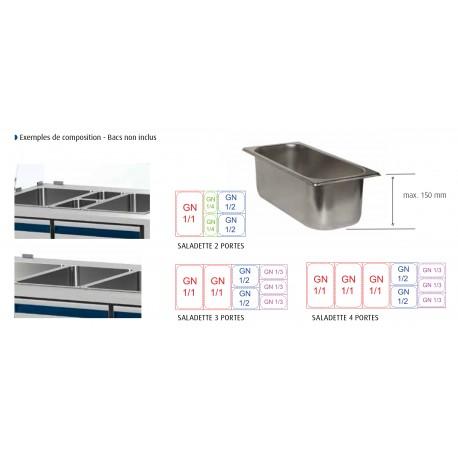 Saladette positive +4/+10°c - 5 gn 1/1 - 630 l - 4 portes pleines - prof. 700 - dalmec -  sal704c-2_0