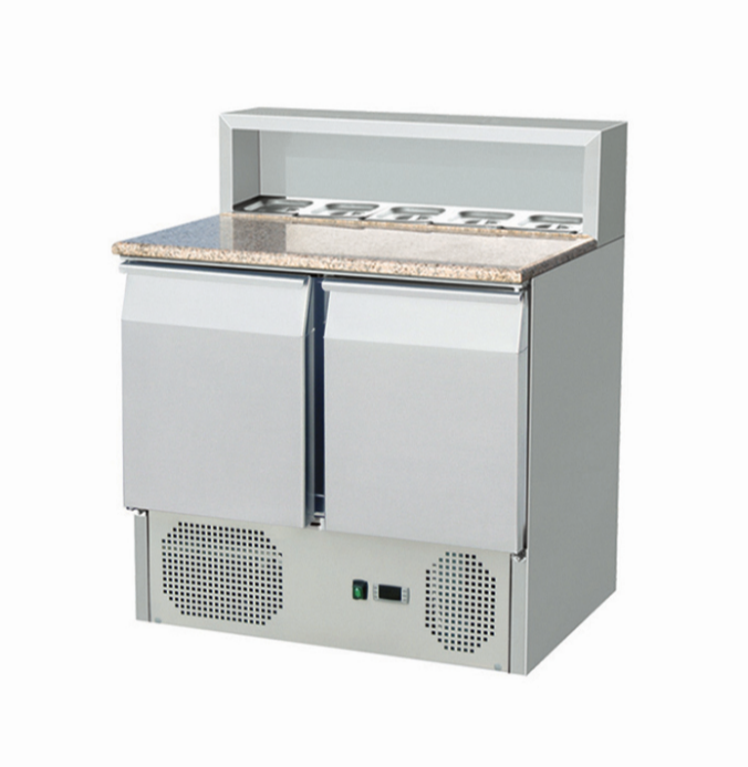 Saladette professionnel 2 portes 288 l avec plan de travail en granit et emplacement pour gn 1/6 x5 - THPS900_0