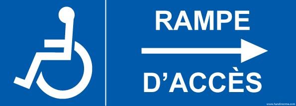 LOT DE 4 - PANNEAU PICTO RAMPE D'ACCÈS - FLÈCHE À DROITE - 210 X 75 - VINYLE SOUPLE AUTOCOLLANT