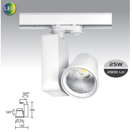 Spot blanc Mendy 25 LED - 25W - 4000K - pour rail 3 all - Aric_0