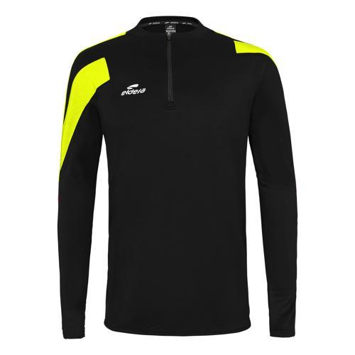 SWEAT 1/2 ZIP ACTION - ELDERA - NOIR/JAUNE FLUO