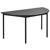 TABLE FRÊNE NOIR/NOIR DEMI ROND PIEDS VÉRINS