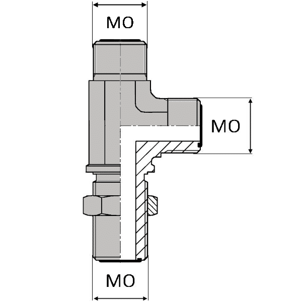 Té orientable renversé mâle ORFS x mâle ORFS x mâle cloison ORFS - 1