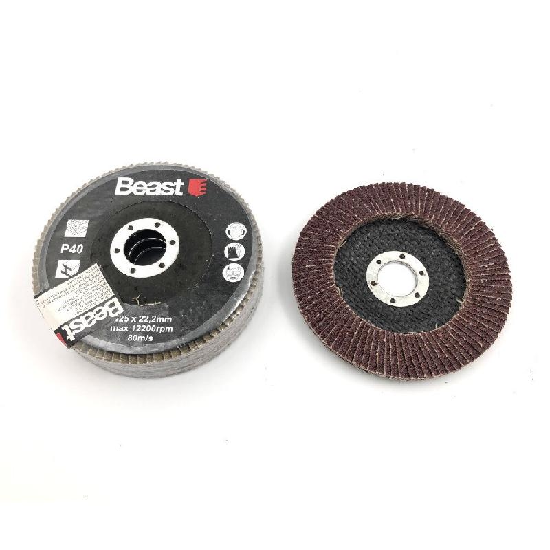 3 disques lamelles plat D. 125 x Al. 22,23 mm Gr 40 corindon pour Bois, métal - 738534 - Beast - 5907698019428_0